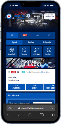 All British Casino bitcoin sports betting site screen